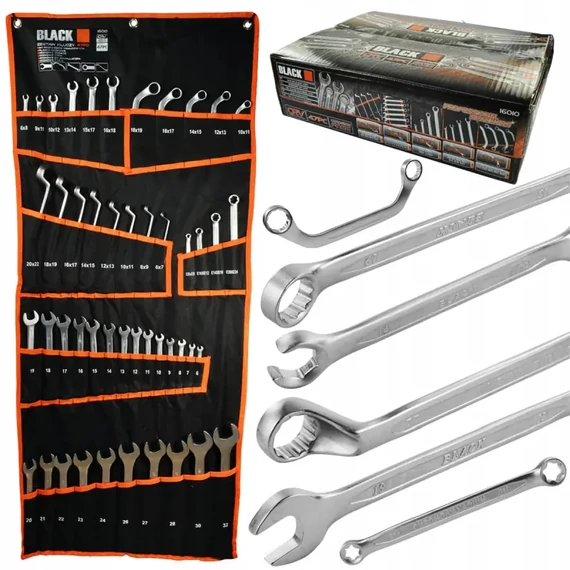 BLACK pro – kombinált torx kulcs villáskulcs csillagkulcs készlet, 47 db-os, CR-V acél – 16010