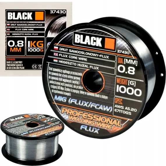 BLACK – Hegesztő huzal, FLUX AWS, 0,8mm, 1kg – 37430