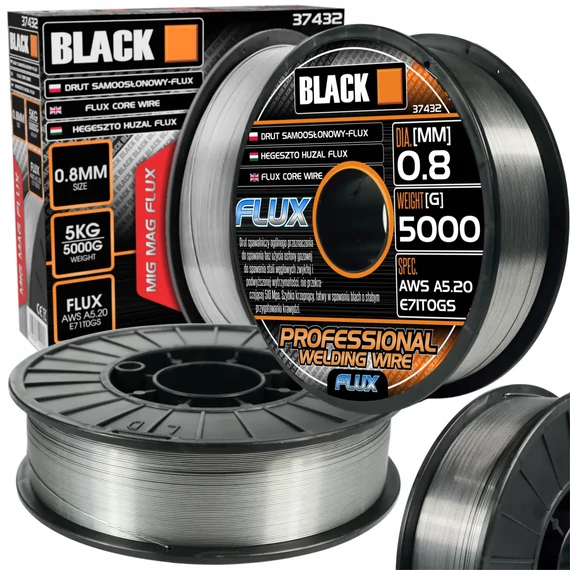 BLACK Hegesztő huzal flux, 0,8 mm, 5kg – 37432