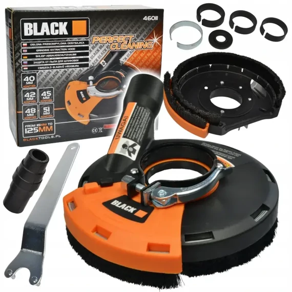 BLACK sarokcsiszoló porelszívó adapter 115 – 125mm-ig – 46011