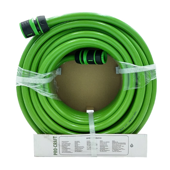 Csavarosdásmentes 4 rétegű, Kerti locslótömlő, slag,  csatlakozóval és locsolófejjel, 25m 1/2" Procraft PR-4GH1325F