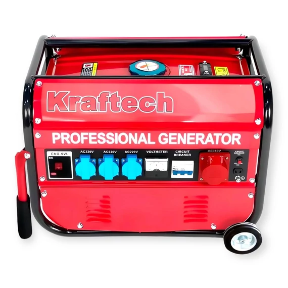 Kraftech 3500W áramfejlesztő aggregátor 4 ütemű motorral és kihúzható markolattal, KT-GGT-9500