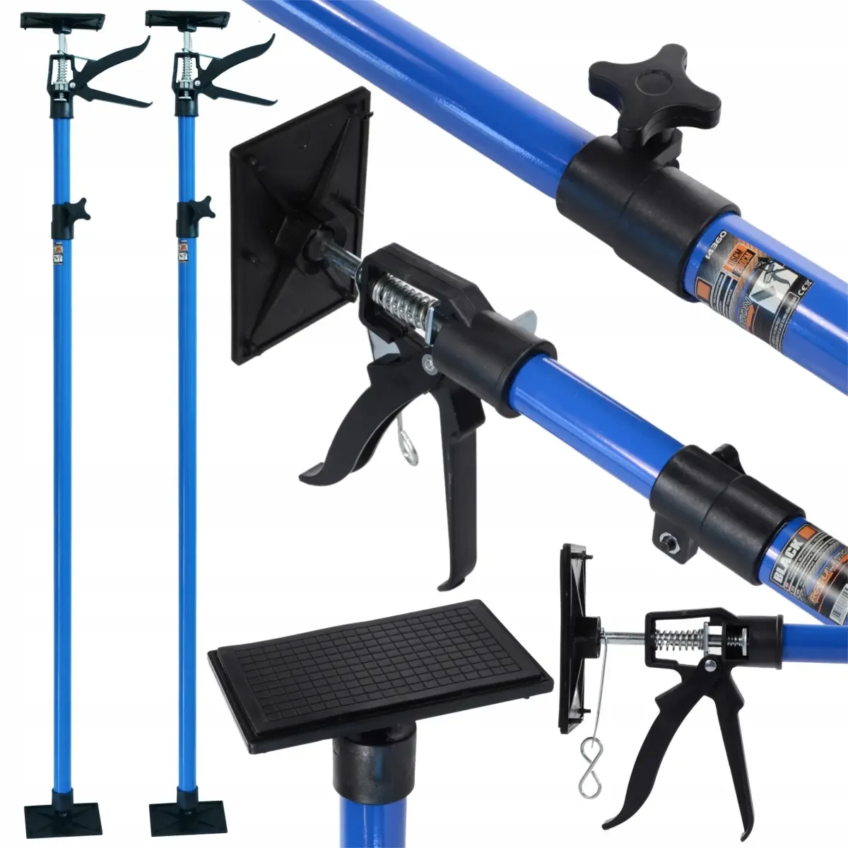 BLACK 2db teleszkópos gipszkarton támasz, 115-290cm, támasztórúd – 14360