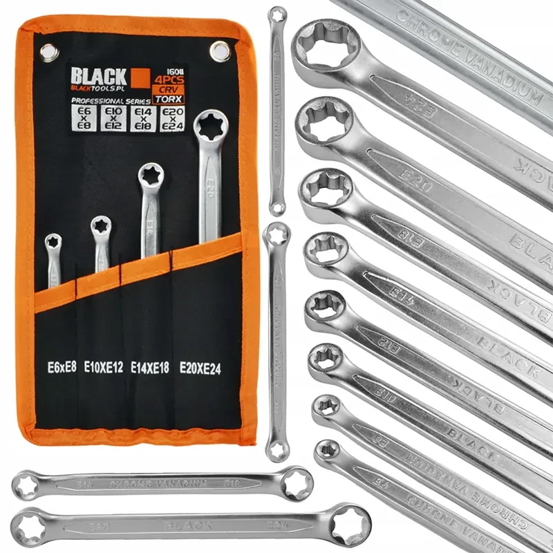BLACK pro – torx kulcs készlet, 4 db torx csillagkulcs E8 – E24, cr-v – 16011