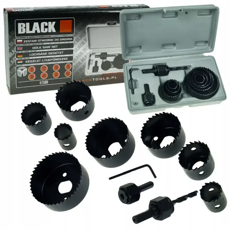 BLACK Lyukfűrész készlet 11-25mm, 11db-os körkivágó készlet fához – 21000