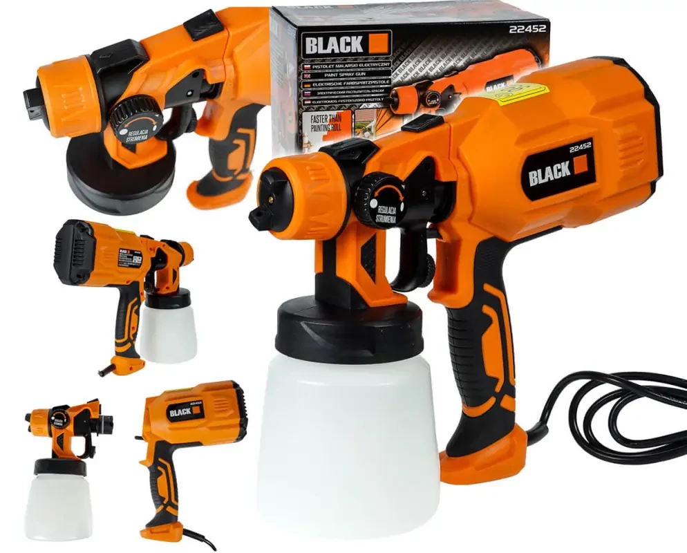 BLACK elektromos festékszóró pisztoly 600w, 800ml – 22452