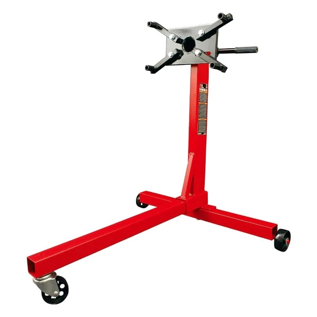 KrafTech acél motorforgató állvány, 375kg teherbírás, 3-kerekû, 360 fokos forgó fej, 100% új, bontatlan dobozban, HB-6883